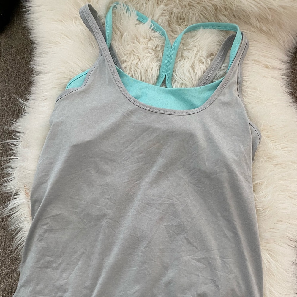 Grey strappy workout tank